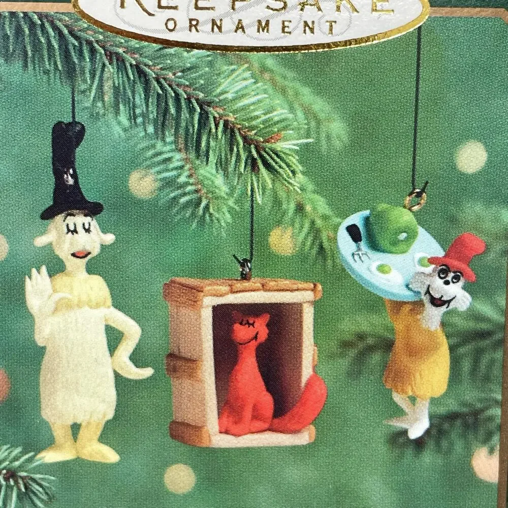 Hallmark Dr Seuss Green Eggs & Ham Ornament Set Vtg 2000 3 Miniatures Christmas
